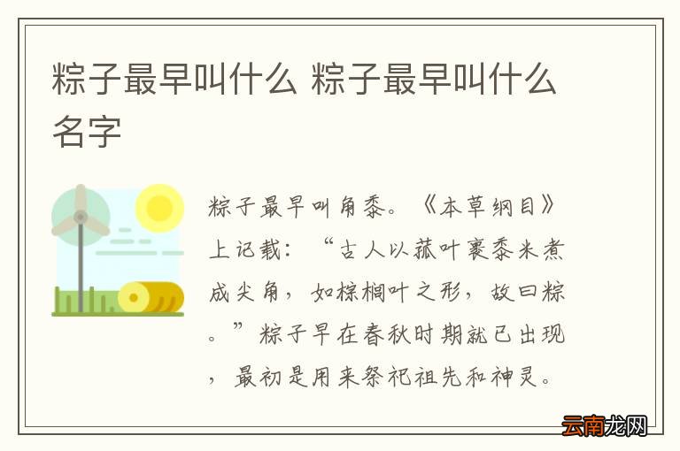 粽子最早叫什么 粽子最早叫什么名字