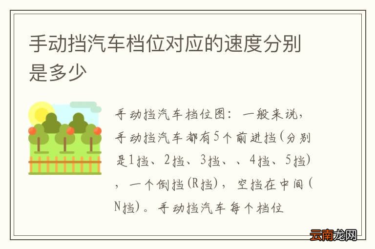 手动挡汽车档位对应的速度分别是多少