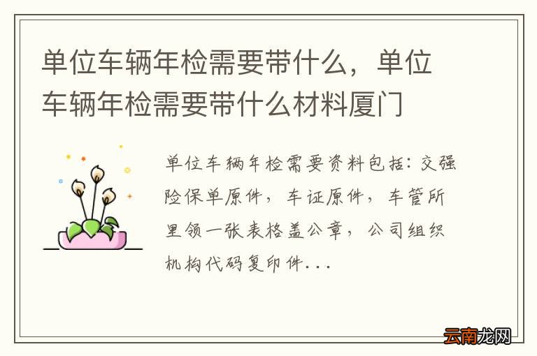 单位车辆年检需要带什么，单位车辆年检需要带什么材料厦门