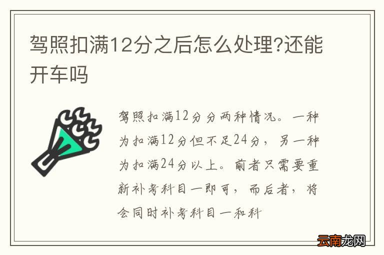 驾照扣满12分之后怎么处理?还能开车吗