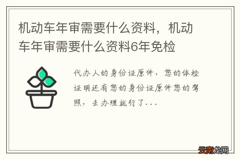 机动车年审需要什么资料，机动车年审需要什么资料6年免检