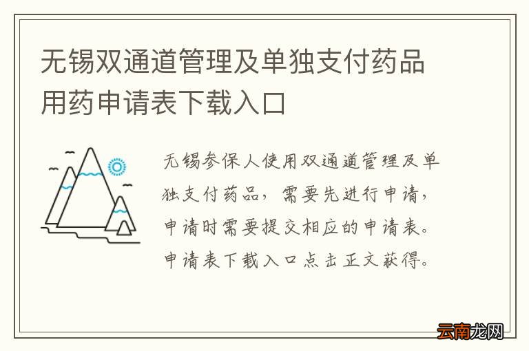 无锡双通道管理及单独支付药品用药申请表下载入口