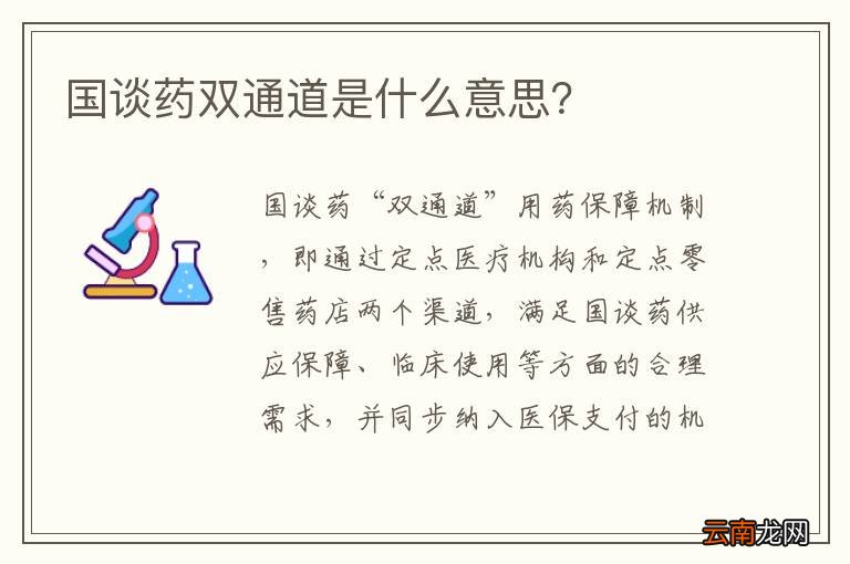 国谈药双通道是什么意思？