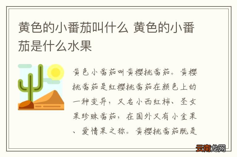 黄色的小番茄叫什么 黄色的小番茄是什么水果