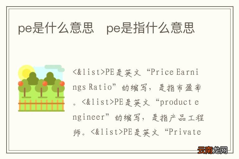 pe是什么意思pe是指什么意思