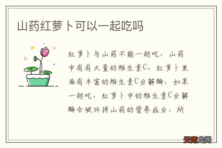 山药红萝卜可以一起吃吗