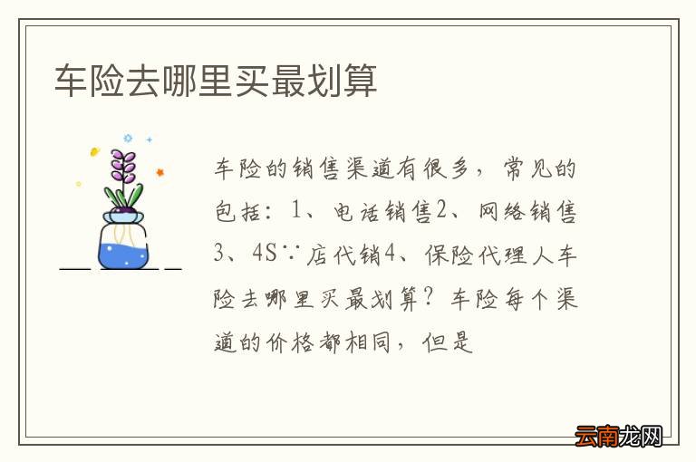 车险去哪里买最划算