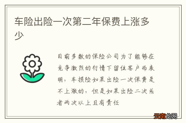 车险出险一次第二年保费上涨多少