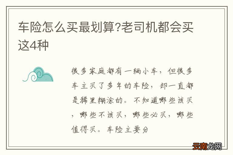 车险怎么买最划算?老司机都会买这4种