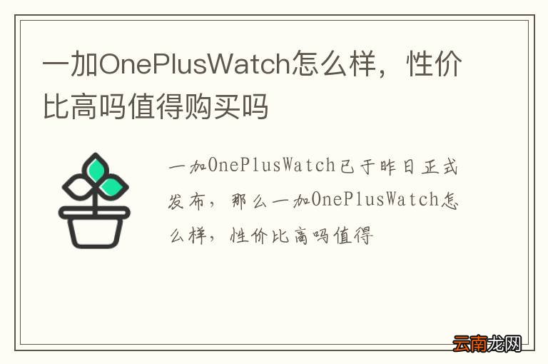 一加OnePlusWatch怎么样，性价比高吗值得购买吗