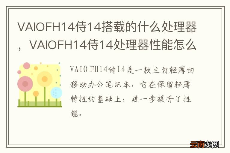 VAIOFH14侍14搭载的什么处理器，VAIOFH14侍14处理器性能怎么样
