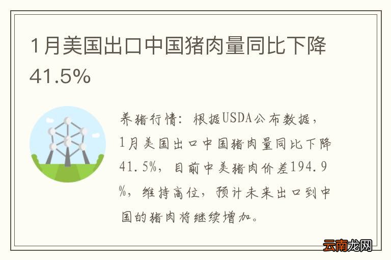 1月美国出口中国猪肉量同比下降41.5%