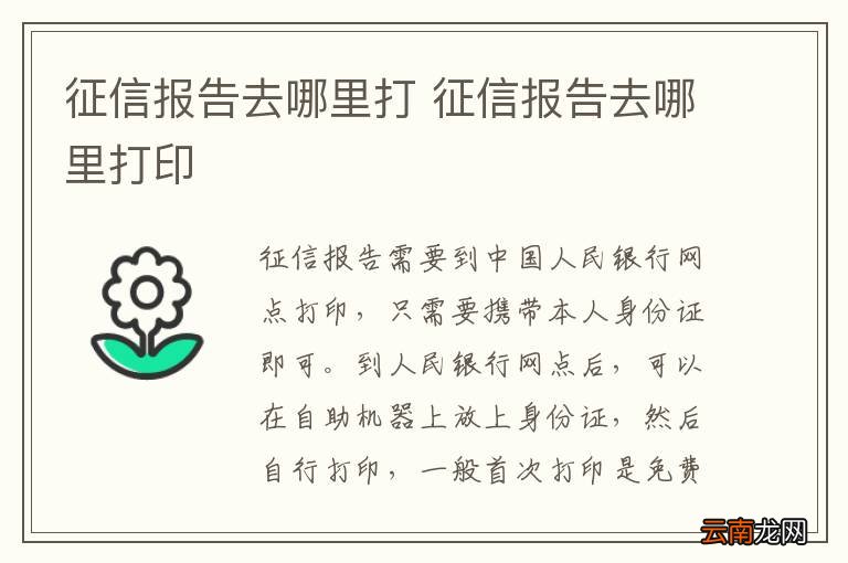 征信报告去哪里打 征信报告去哪里打印
