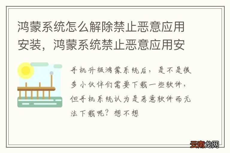 鸿蒙系统怎么解除禁止恶意应用安装，鸿蒙系统禁止恶意应用安装解除方法