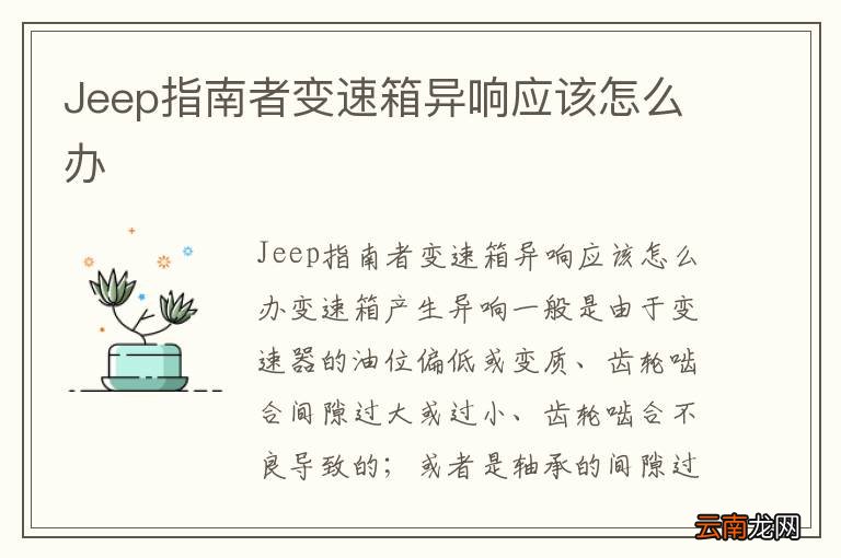 Jeep指南者变速箱异响应该怎么办