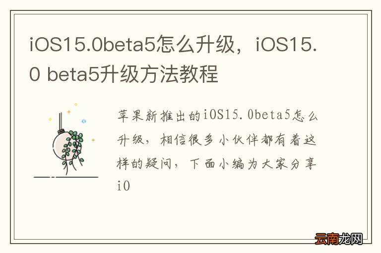 iOS15.0beta5怎么升级，iOS15.0 beta5升级方法教程