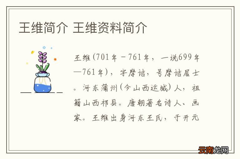 王维简介 王维资料简介
