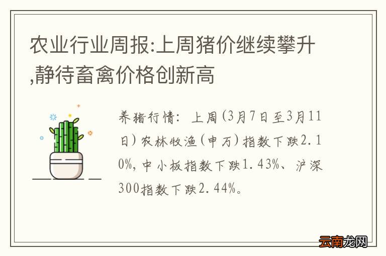 农业行业周报:上周猪价继续攀升,静待畜禽价格创新高