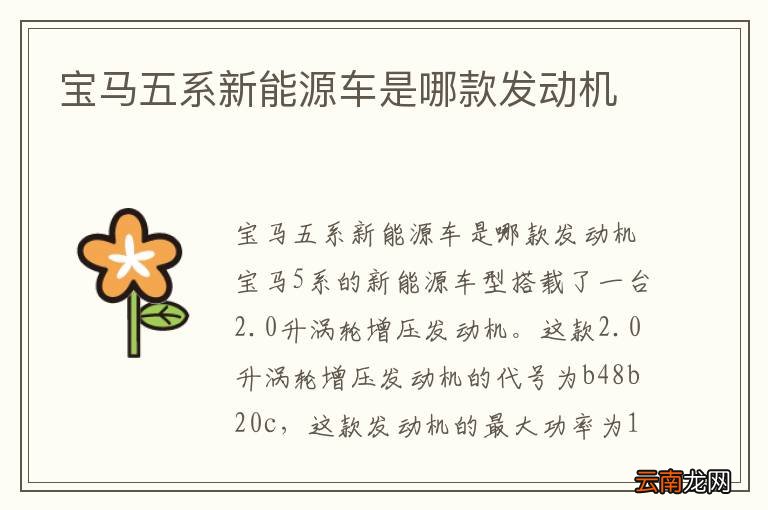 宝马五系新能源车是哪款发动机