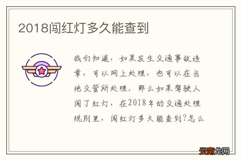 2018闯红灯多久能查到