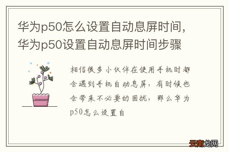 华为p50怎么设置自动息屏时间，华为p50设置自动息屏时间步骤