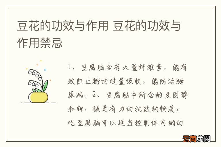 豆花的功效与作用 豆花的功效与作用禁忌