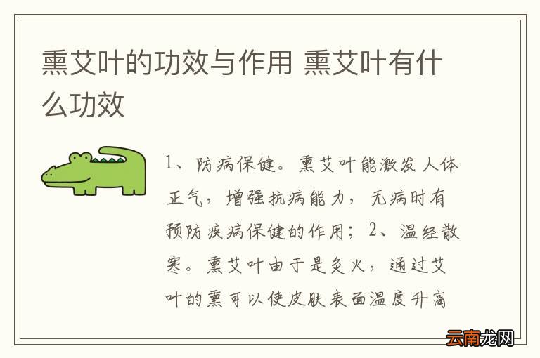 熏艾叶的功效与作用 熏艾叶有什么功效