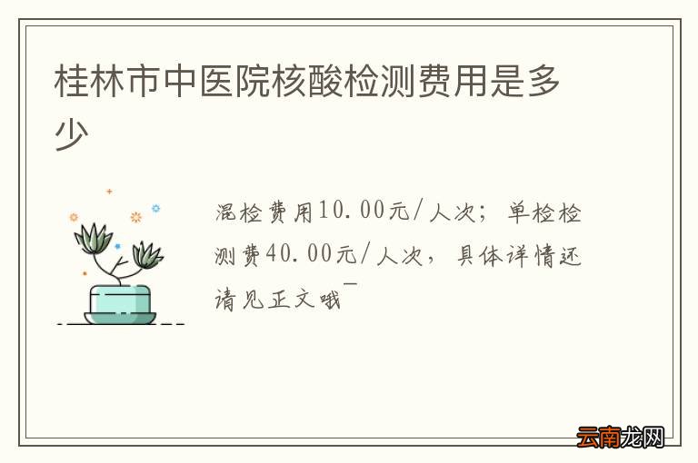 桂林市中医院核酸检测费用是多少