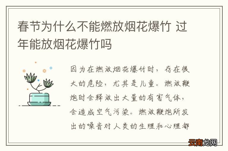 春节为什么不能燃放烟花爆竹 过年能放烟花爆竹吗