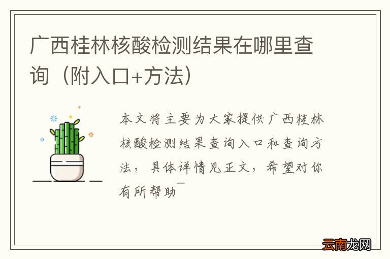 附入口+方法 广西桂林核酸检测结果在哪里查询