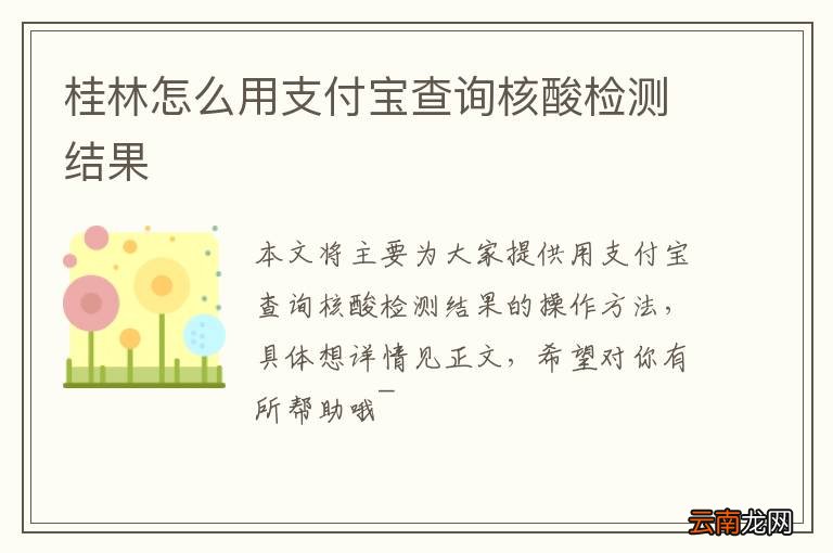 桂林怎么用支付宝查询核酸检测结果