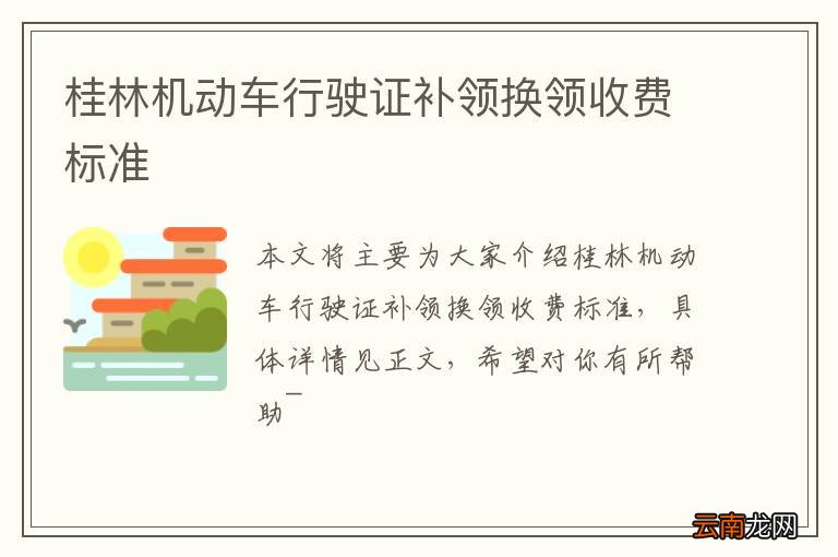 桂林机动车行驶证补领换领收费标准