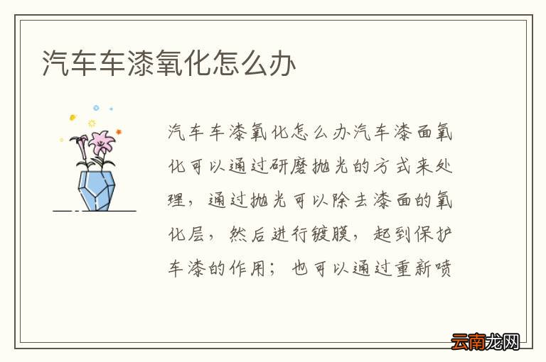 汽车车漆氧化怎么办