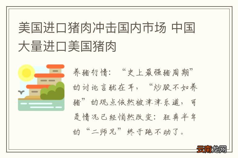 美国进口猪肉冲击国内市场 中国大量进口美国猪肉
