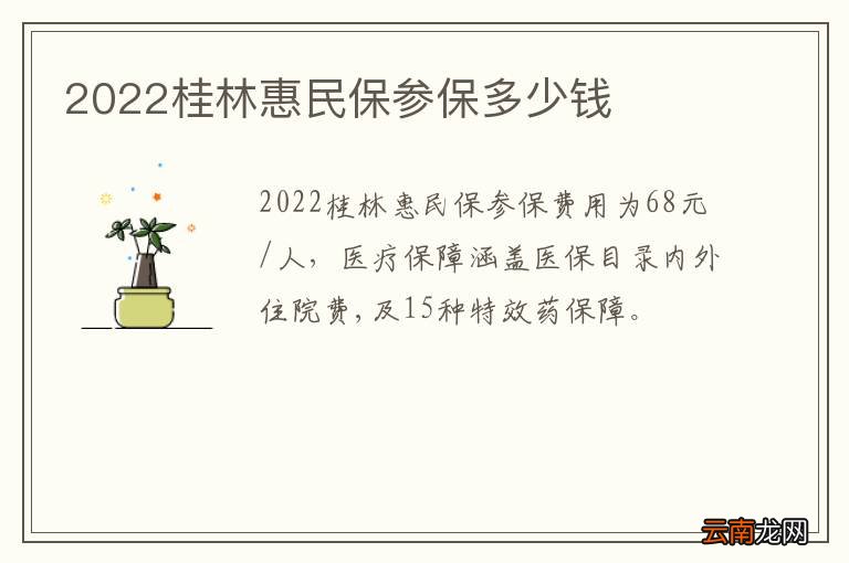 2022桂林惠民保参保多少钱