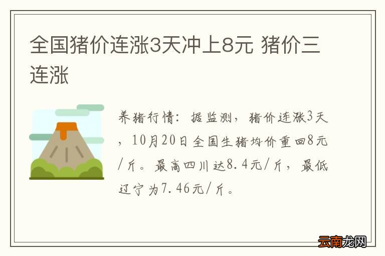 全国猪价连涨3天冲上8元 猪价三连涨