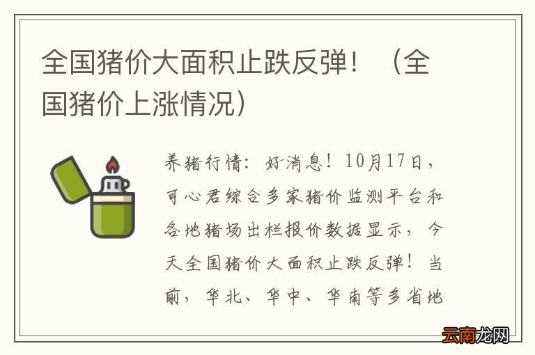 全国猪价上涨情况 全国猪价大面积止跌反弹！