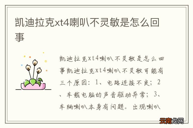 凯迪拉克xt4喇叭不灵敏是怎么回事