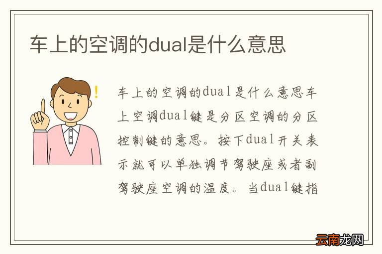 车上的空调的dual是什么意思