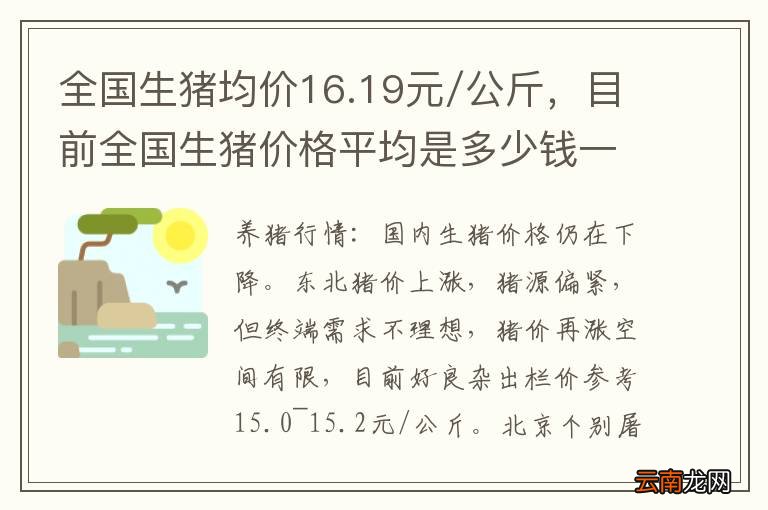 全国生猪均价16.19元/公斤，目前全国生猪价格平均是多少钱一斤