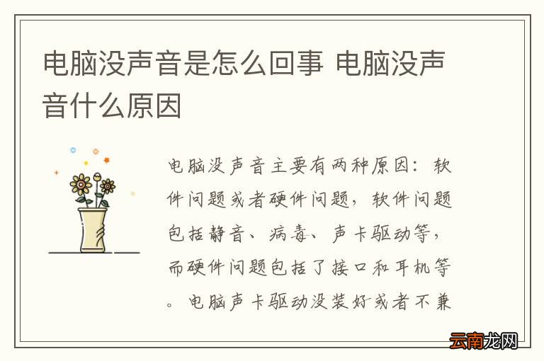 电脑没声音是怎么回事 电脑没声音什么原因