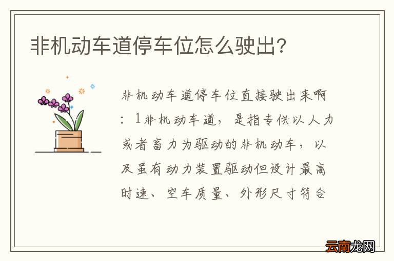 非机动车道停车位怎么驶出?