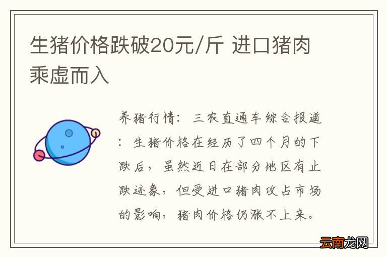 生猪价格跌破20元/斤 进口猪肉乘虚而入