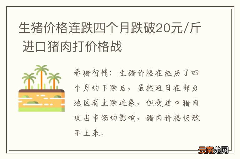 生猪价格连跌四个月跌破20元/斤 进口猪肉打价格战