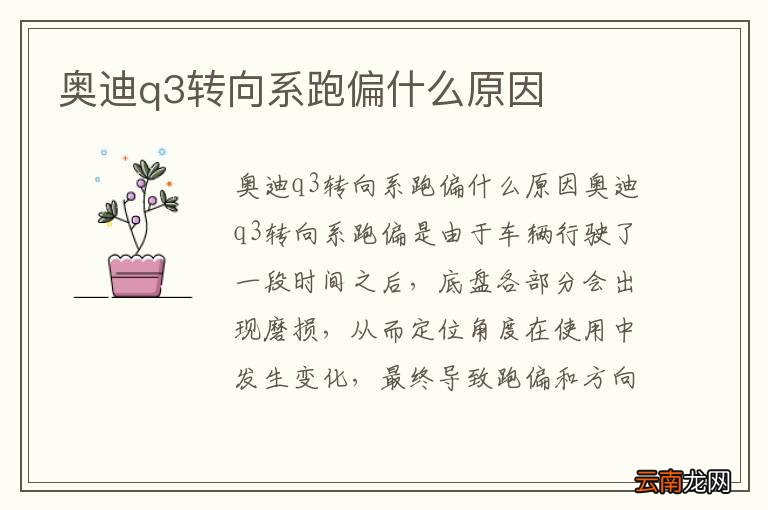 奥迪q3转向系跑偏什么原因