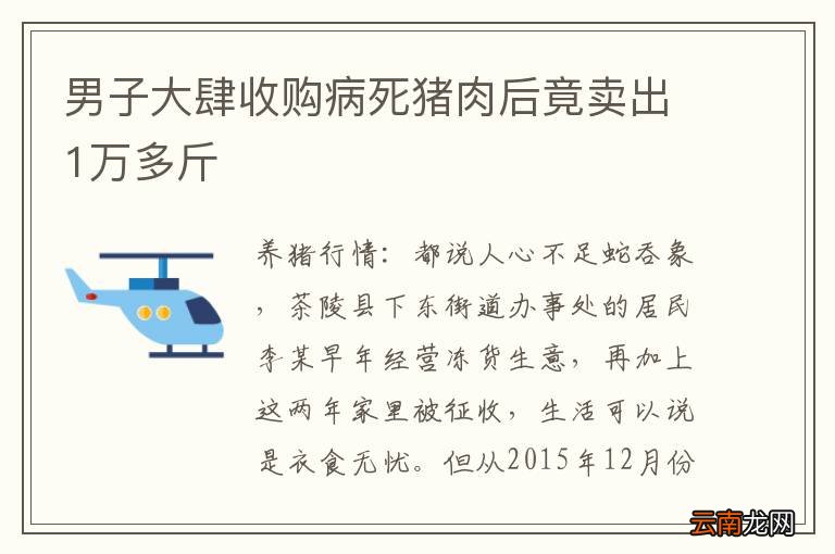 男子大肆收购病死猪肉后竟卖出1万多斤