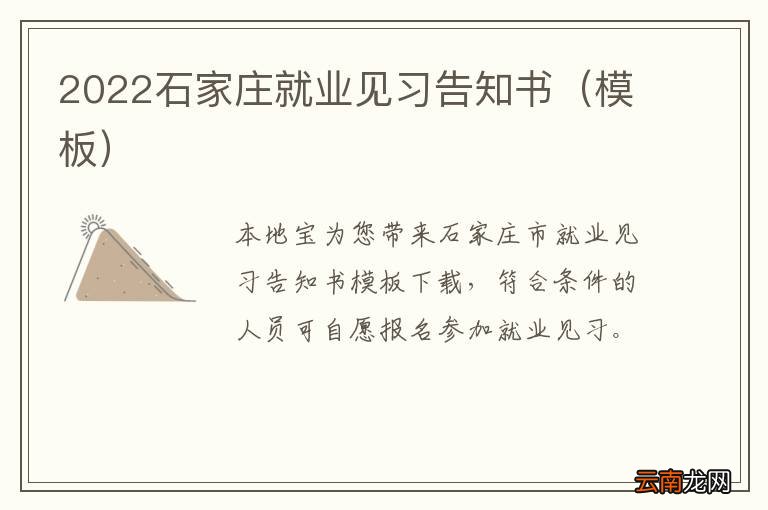 模板 2022石家庄就业见习告知书