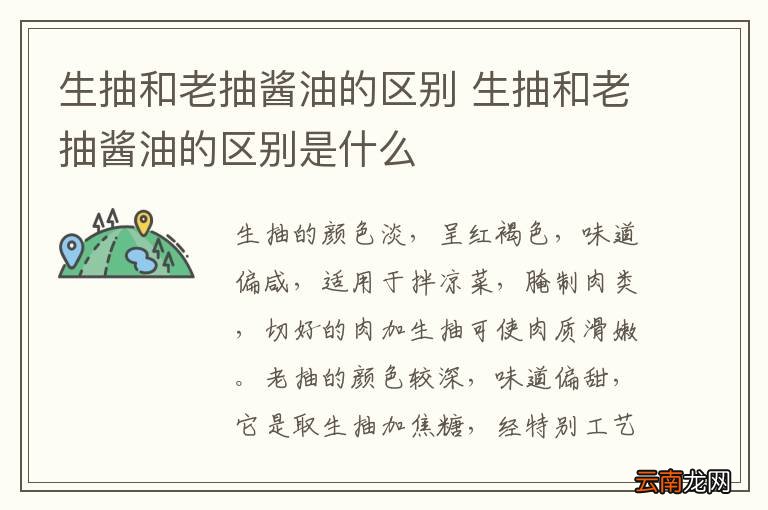 生抽和老抽酱油的区别 生抽和老抽酱油的区别是什么