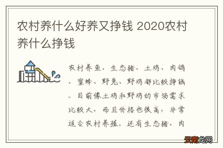 农村养什么好养又挣钱 2020农村养什么挣钱