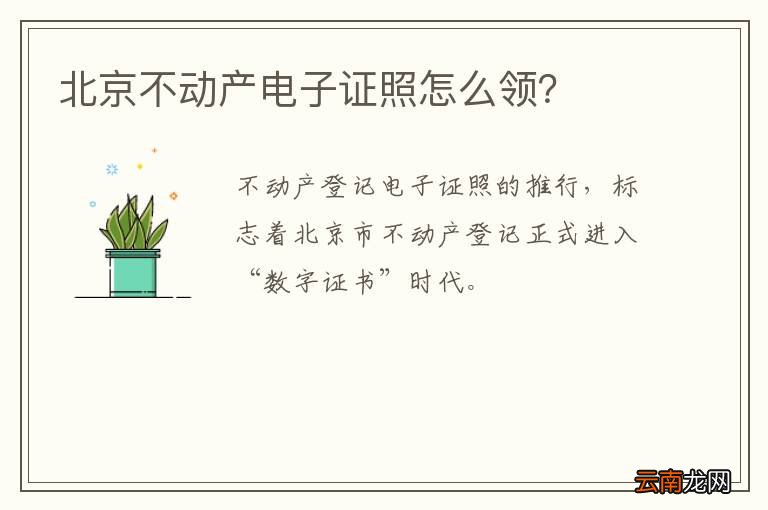 北京不动产电子证照怎么领？